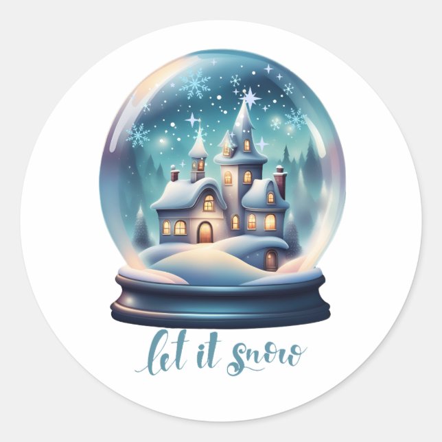 Let It Snow Classic Round Sticker (Front)