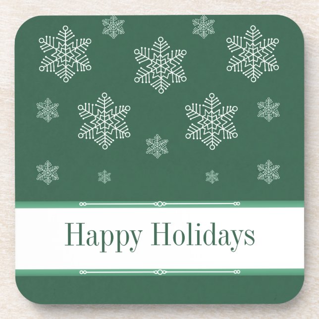 Let it Snow Coaster Set, Green (Front)