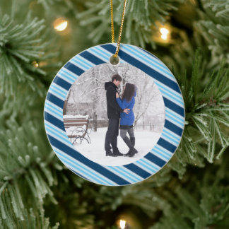 Let It Snow Couple Photo Ceramic Ornament
