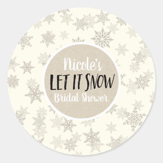 Let it Snow Cream Snowflakes Winter Holiday Favour Classic Round Sticker (Front)