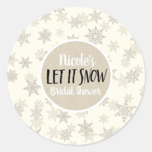 Let it Snow Cream Snowflakes Winter Holiday Favour Classic Round Sticker