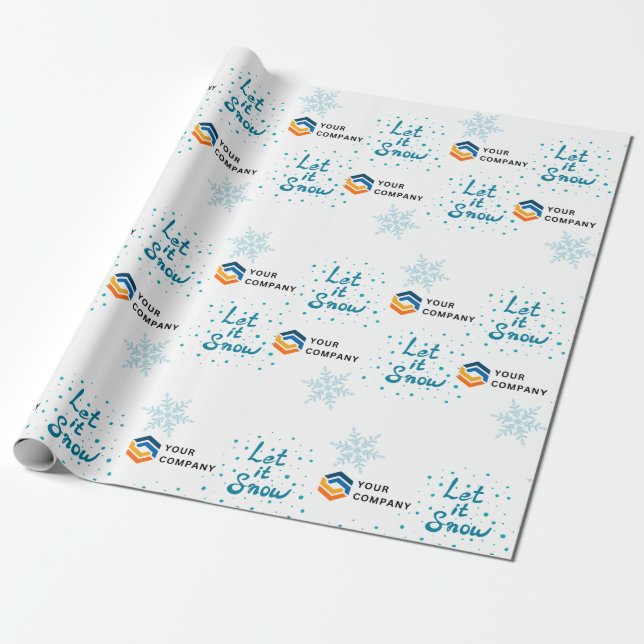 Let It Snow Custom Business Logo Christmas Company Wrapping Paper (Unrolled)