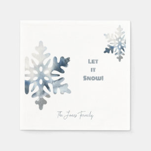 Let it Snow Custom Snowflake Cocktail Napkin