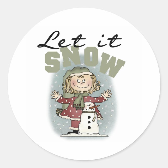 Let it Snow Cute Christmas Holiday Classic Round Sticker (Front)