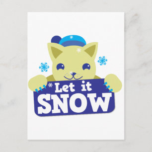 LET IT SNOW cute little kitty Holiday Postcard