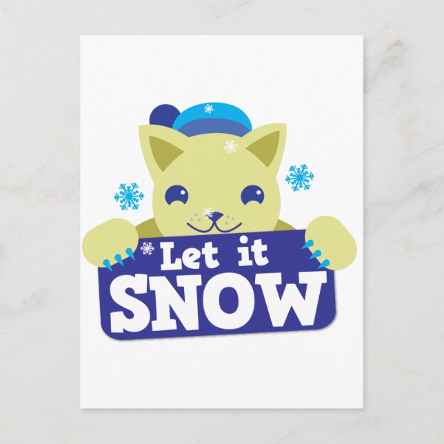 LET IT SNOW cute little kitty Holiday Postcard (Front)