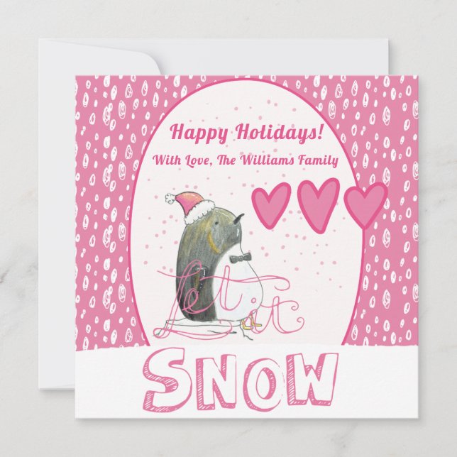 Let it snow | Cute Penguin Christmas Holiday Card (Front)