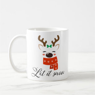 Let It Snow Cute Reindeer Coffee Mug