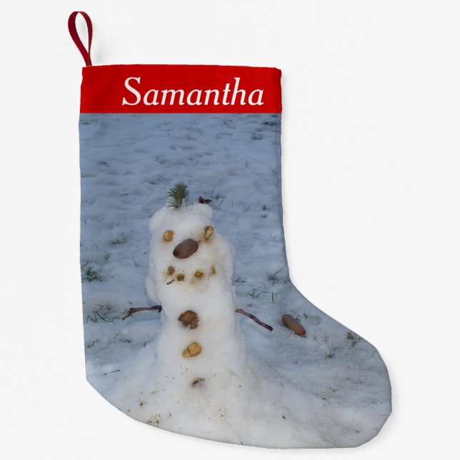 Let it Snow Cute Small Nature Snowman Christmas Stocking (Front)