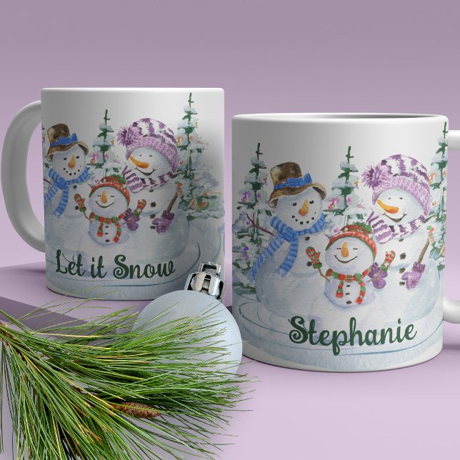 Let it Snow Cute Snowman Personalised Christmas Coffee Mug (Creator Uploaded)