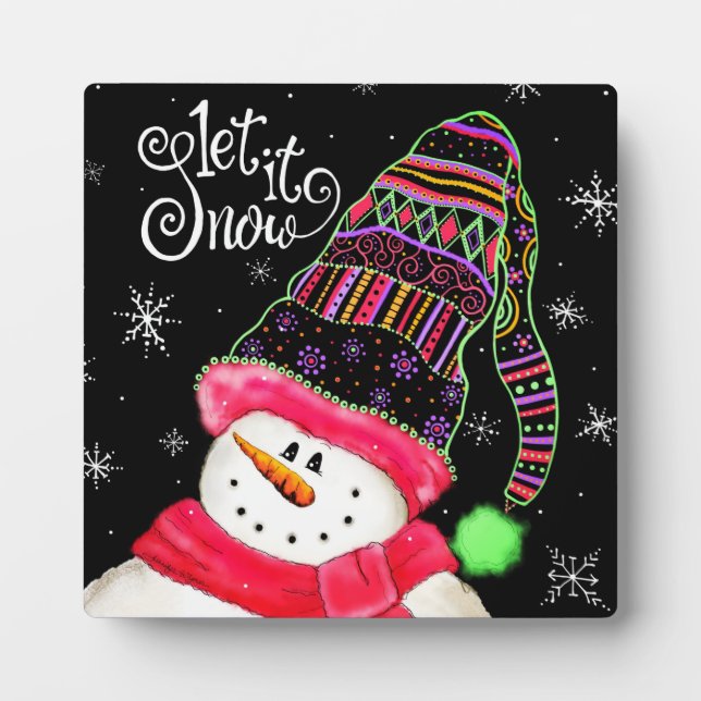 ‘Let it Snow’ Cute Snowman Plaque (Front)
