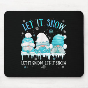 Let It Snow Cute Three Blue Gnome Xmas Party Gnome Mouse Pad