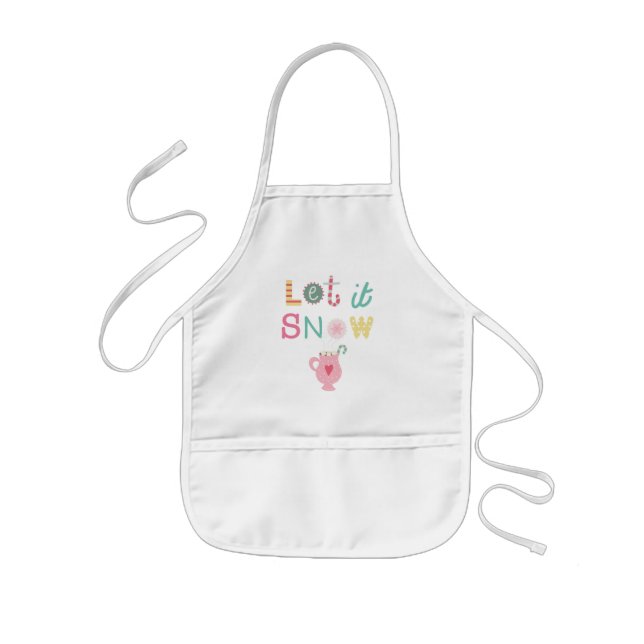 Let It Snow Cute Typography Kids Apron (Front)