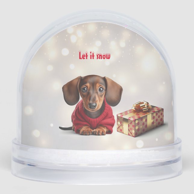 Let It Snow Dachshund Snow Globe (Front)