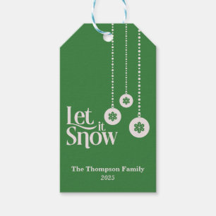 "Let it Snow" dark green Gift Tags