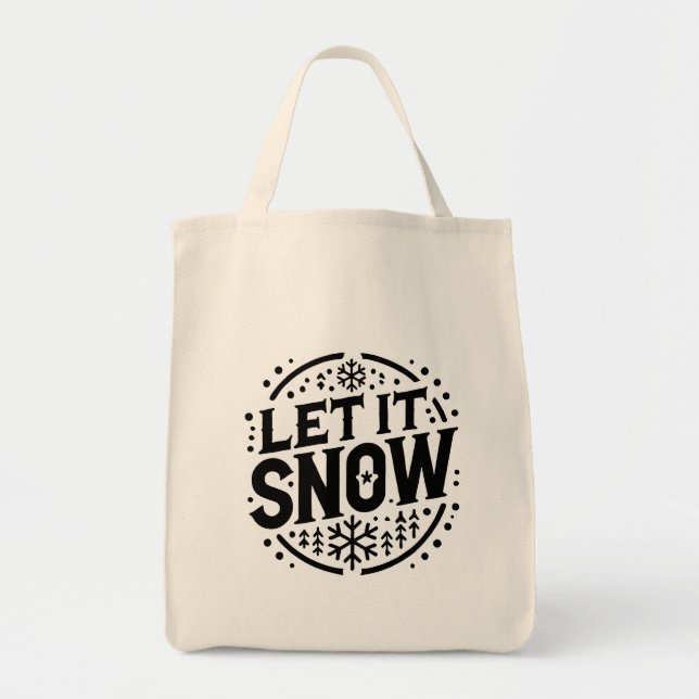 Let It Snow Digital Art Design Tote Bag (Front)