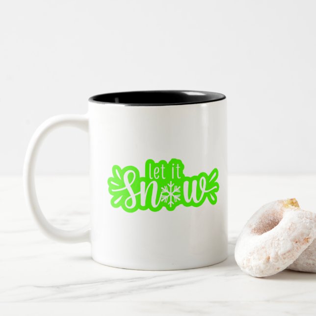 Let It Snow Digital Art Design Two-Tone Coffee Mug (With Donut)