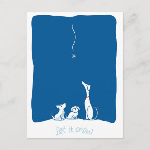 Let it Snow Dogs - Twilight Blue Postcard