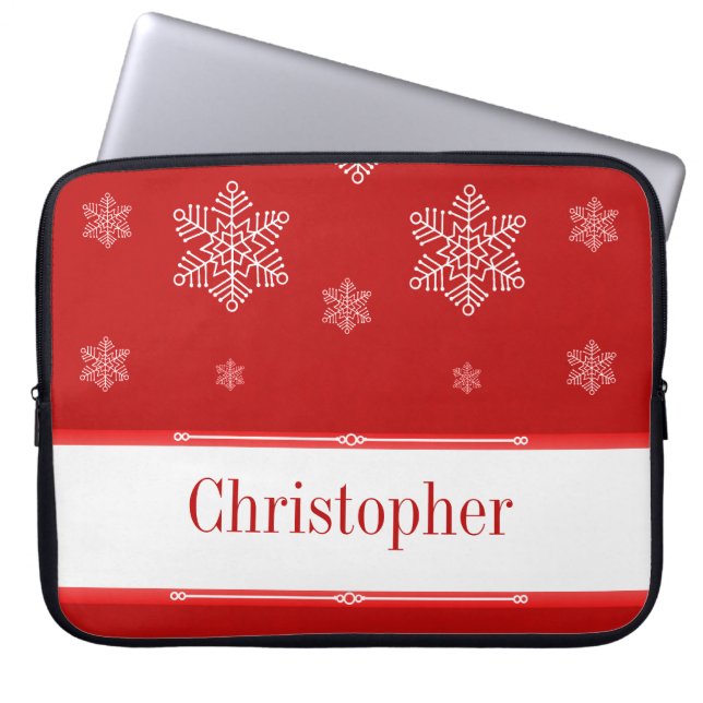 Let it Snow Electronics Sleeve, Red Laptop Sleeve (Front)