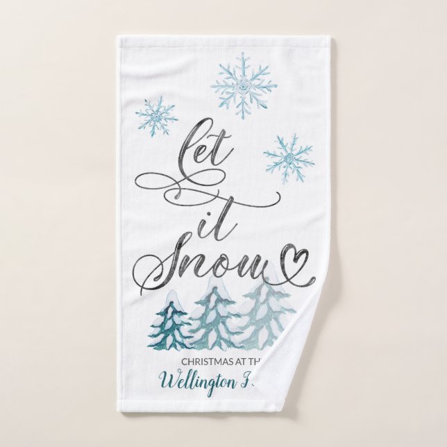 Let it snow elegant Christmas personalised Hand Towel (Hand Towel)