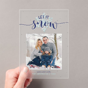 "Let It Snow" Festive Photo Holiday Acrylic Invitations