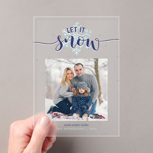"Let It Snow" Festive Photo Holiday Acrylic Invitations (Insitu (Handheld))
