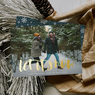 Let it Snow Full Photo Foil Holiday Card