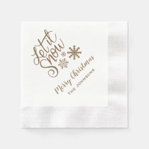 Let it Snow Gold Christmas Napkins 