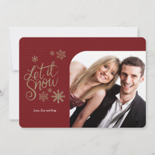 Let It Snow Gold Photo Holiday Card