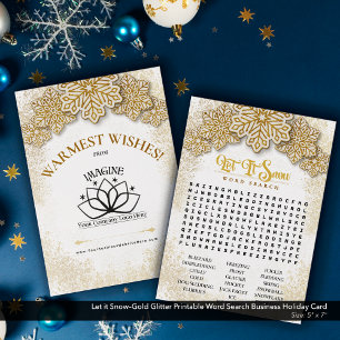 Let it Snow–Gold Printable Business Word Search Holiday Card