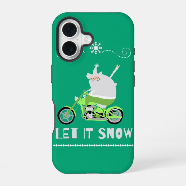 let it snow green iPhone 16 case (Back)