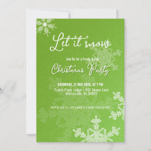 Let it snow green snowflakes Christmas Party  Invitation