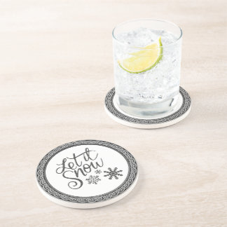 Let it Snow Grey and White Sandstone Coaster