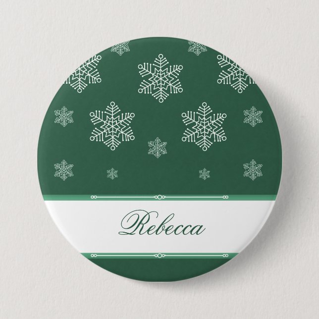 Let it Snow Holiday Button, Green 7.5 Cm Round Badge (Front)