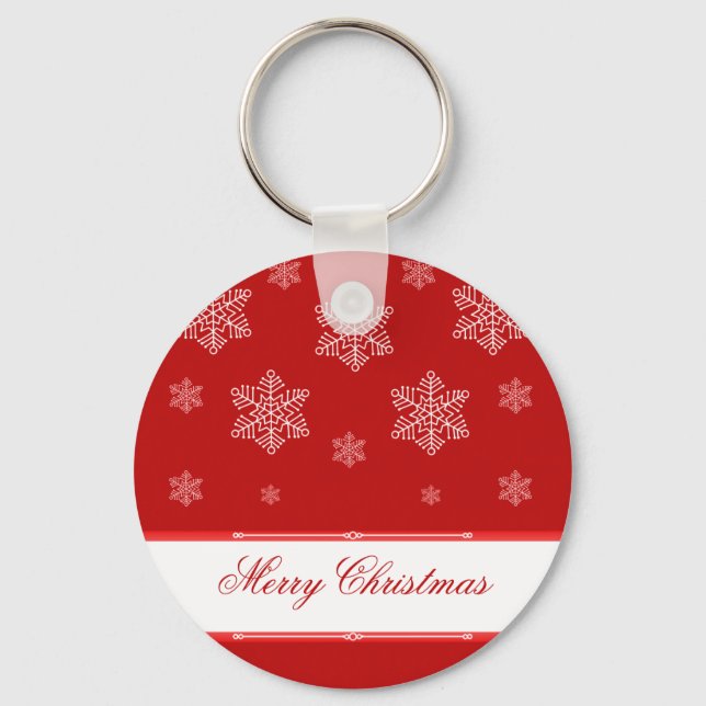 Let it Snow Holiday Keychain, Red Key Ring (Front)