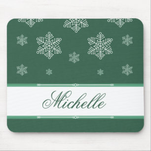 Let it Snow Holiday Mousepad, Green Mouse Pad