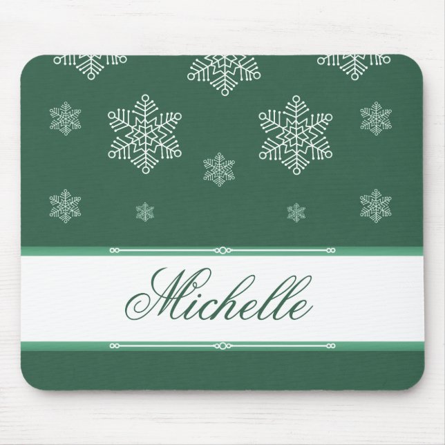 Let it Snow Holiday Mousepad, Green Mouse Pad (Front)