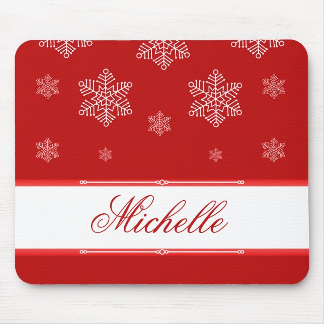 Let it Snow Holiday Mousepad, Red Mouse Pad (Front)