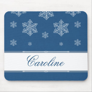 Let it Snow Holiday Mousepad, Royal Blue Mouse Pad