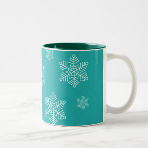 Let it Snow Holiday Mug, Turquoise Two-Tone Coffee Mug
