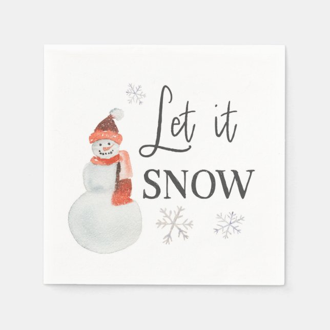Let It Snow Holiday Party Snowman Napkin (Front)