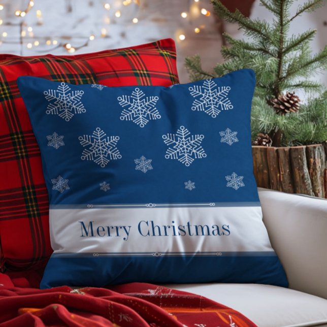 Let it Snow Holiday Pillow, Blue Cushion (Blue Let it Snow Holiday Throw Pillow)