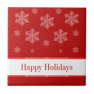Let it Snow Holiday Tile, Red Ceramic Tile