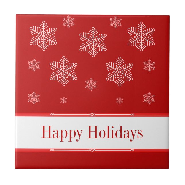 Let it Snow Holiday Tile, Red Ceramic Tile (Front)