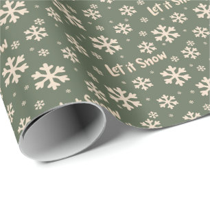 Let It Snow Holiday Wrapping Paper - Green
