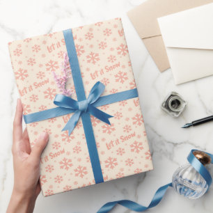 Let It Snow Holiday Wrapping Paper - Pink
