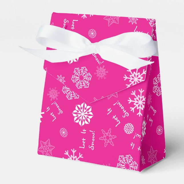Let It Snow Hot Pink Favour Box (Front Side)