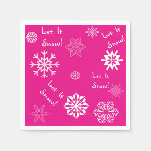 Let It Snow Hot Pink Napkin