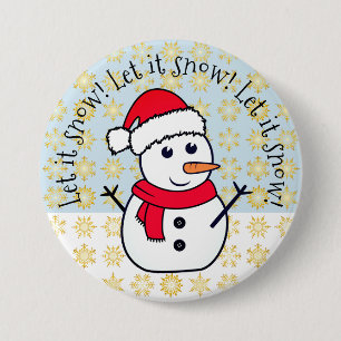 "Let it Snow" kawaii snowman 7.5 Cm Round Badge