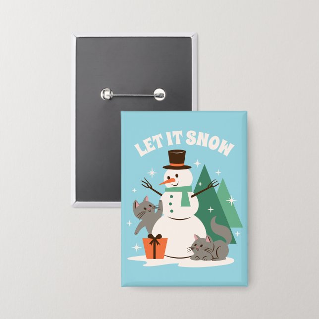 Let It Snow Kitty Cheer Button (Front/Back)